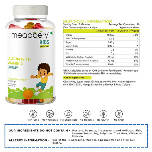 Meadbery Kids Calcium With Vitamin D Gummy