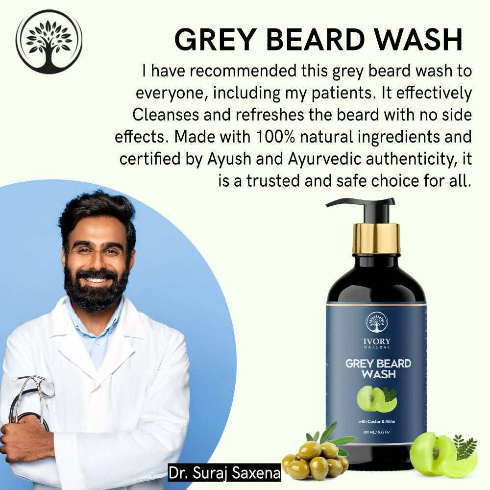 Ivory Natural Grey Beard Wash For Beard Graying And Restoring Beard'S Natural Black Shade